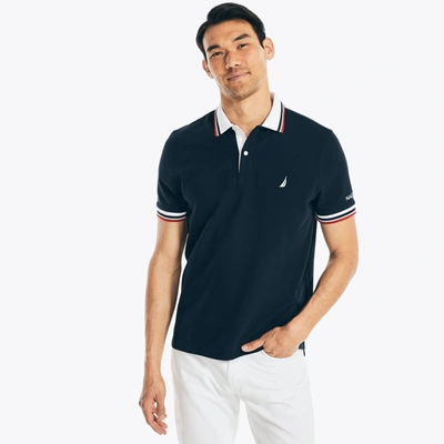 Nautica Mens Classic Fit Solid Polo In Blue