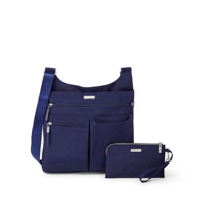 Baggallini On Track Zip Crossbody With Rfid Phone Wristlet In Navy