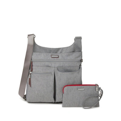 Baggallini On Track Zip Crossbody With Rfid Phone Wristlet In Grey