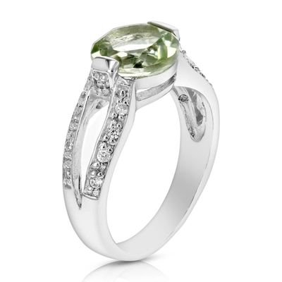 Vir Jewels 2 Cttw Green Amethyst Ring .925 Sterling Silver With Rhodium Round Shape 9 Mm