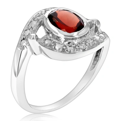 Vir Jewels 1.23 Cttw Garnet And Diamond Ring .925 Sterling Silver With Rhodium Oval Shape