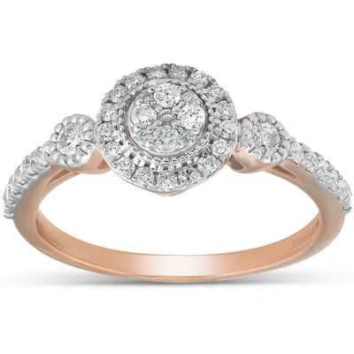 Pompeii3 1/2 Ct Diamond Round Halo Vintage Engagement Ring 10k Rose Gold In Silver
