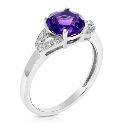Vir Jewels 1.20 Cttw Purple Amethyst Ring .925 Sterling Silver Rhodium Round Beads 7 Mm In Grey