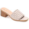 Journee Collection Women's Fylicia Woven Block Heel Slide Sandals In Grey
