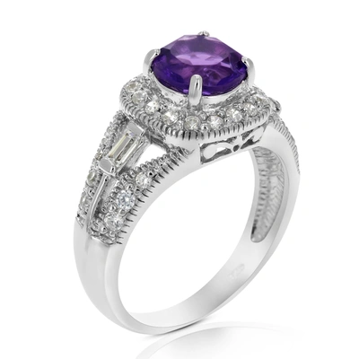 Vir Jewels 0.85 Cttw Purple Amethyst Ring .925 Sterling Silver With Rhodium Round 7 Mm