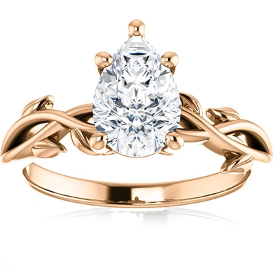 Pompeii3 1.53ct Diamond Pear Shape Engagement Ring Rose Gold Igi Certified Lab Grown In Blue