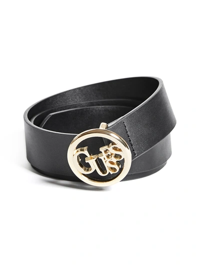 Guess Factory Mosaic Logo Belt In Black