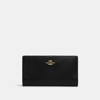 Coach Outlet Slim Zip Wallet In Black