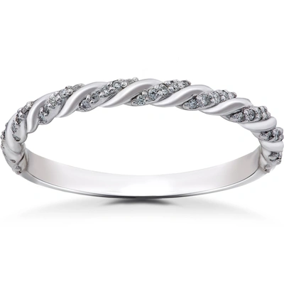 Pompeii3 14k White 1/8 Ctw Lab Grown Diamond Pavé Twisted Womens Wedding Ring