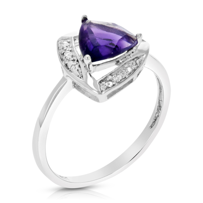 Vir Jewels 1 Cttw Purple Amethyst Ring .925 Sterling Silver With Rhodium Triangle 7 Mm
