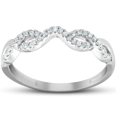Pompeii3 Countour Infinity Diamond Guard Engagement Wedding Ring Enhancer 10k White Gold