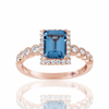 Suzy Levian Rose Sterling Silver Aqua & White Cubic Zirconia Ring In White