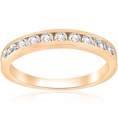 Pompeii3 1/2 Cttw Diamond Channel Set Wedding Ring 10k Yellow Gold In White