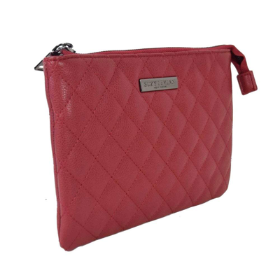 Suzy Levian Small Faux Leather Quilted Clutch Handbag In Red