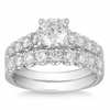 Pompeii3 3 1/2 Ct Diamond Engagement Wedding Ring Set White Gold In Silver