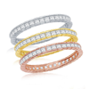 SIMONA STERLING SILVER TRI-COLOR CHANNEL-SET BAGUETTE CZ ETERNITY TRIPLE BAND RING