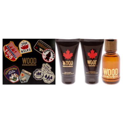 Dsquared2 Wood By  For Men - 3 Pc Gift Set 1.7oz Edt Spray, 1.7oz After Shave Balm, 1.7oz Bath And Sh In Multi
