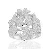 Suzy Levian Sterling Silver Cubic Zirconia Multi Flower Ring In White