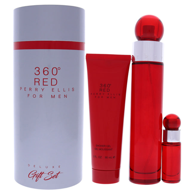Perry Ellis 360 Red By  For Men - 3 Pc Gift Set 3.4oz Edt Spray, 7.5ml Edt Mini Spray, 3oz Shower Gel In Blue