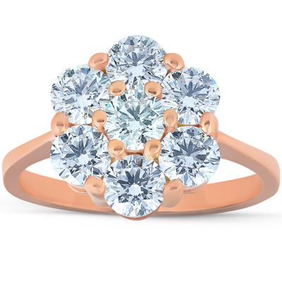 Pompeii3 2 Ct Diamond Ex3 Lab Grown 14k Rose Gold Engagement Ring In Blue