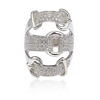 Suzy Levian Sterling Silver Cubic Zirconia White Buckle Ring