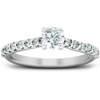 Pompeii3 1 Ct Tdw Round Lab Created Diamond Classic Engagement Ring 14k White Gold In Silver
