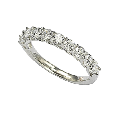 Suzy Levian Sterling Silver White Cubic Zirconia Half Band