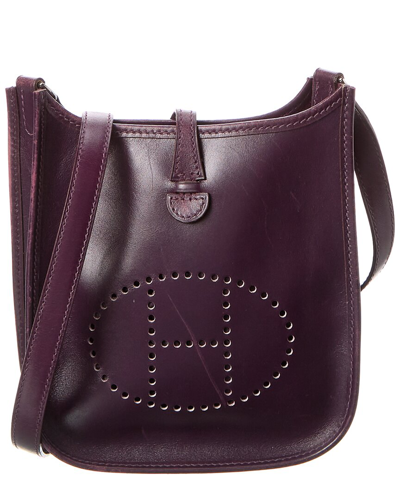 Pre-owned Hermes Hermès Purple Box Calf Leather Evelyne I Tpm (authentic )