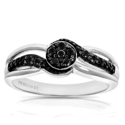 Vir Jewels 1/4 Cttw Black Diamond Engagement Ring .925 Sterling Silver With Black Rhodium