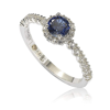 SUZY LEVIAN STERLING SILVER SAPPHIRE (0.54CTTW) & DIAMOND ACCENT PETITE BRIDAL RING - BLUE - 7