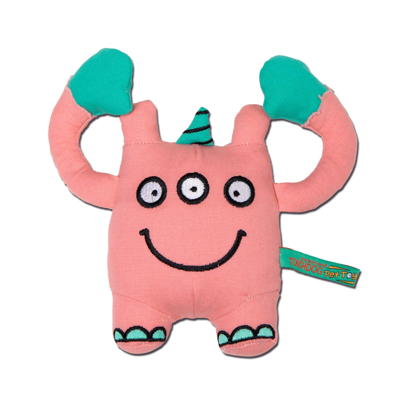 Touchdog Cartoon Monster Plush Dog Toy - Peach In Pink