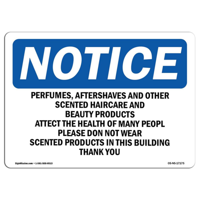 Signmission Os-ns-a-1218-l-17175 12 X 18 In. Osha Notice Sign - Perfumes, Aftershaves & Other Scented In Blue