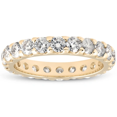 Pompeii3 2ct Didamond Eternity Ring 10k Yellow Gold U Prong Stackable Wedding Band In White