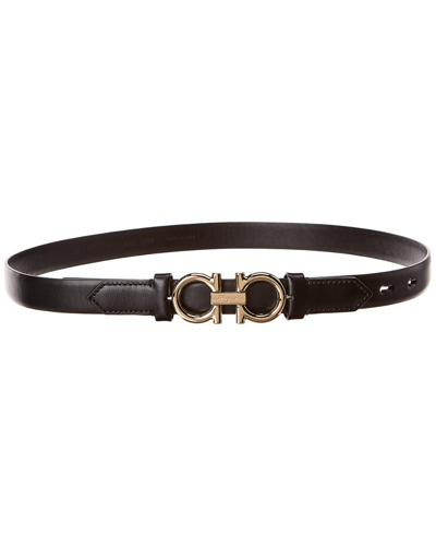 Ferragamo Gancini Sized Leather Belt In Black