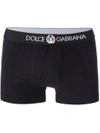 Dolce & Gabbana Logo Stretch Cotton Boxer Briefs In Black