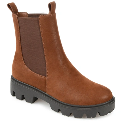 Journee Collection Ivette Vegan Leather Chelsea Combat Boot In Brown