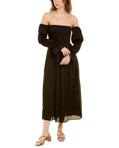 Ash & Eden Saira Midi Dress In Black