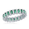 SIMONA STERLING SILVER ROUND & BAGUETTE ETERNITY BAND RING - EMERALD CZ
