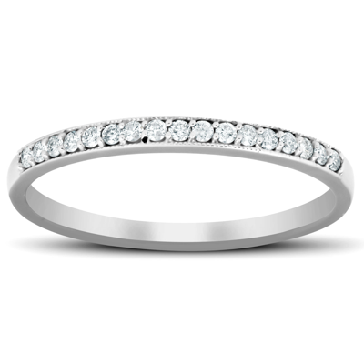 Pompeii3 1/5 Ct Diamond Wedding Ring 14k White Gold Stackable Anniverary Band In Silver