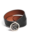 Guess Factory Round Triangle Logo Buckle Belt In Black