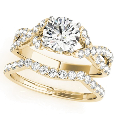 Pompeii3 1 1/4 Ct Diamond Engagement Ring Wedding Band Set 14k Yellow Gold In White