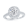SIMONA STERLING SILVER LARGE OVAL HALO CZ ENGAGEMENT RING - SIZE 6