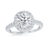 Simona Sterling Silver Large Oval Halo Cz Engagement Ring - Size 6