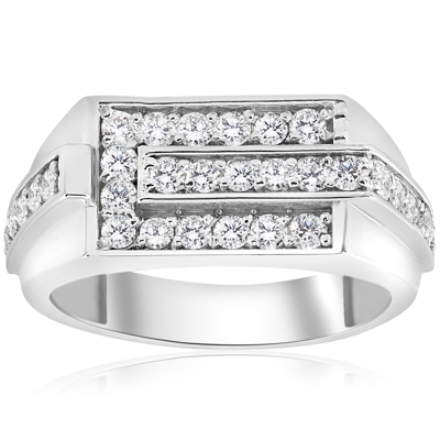 Pompeii3 3/4ct Diamond Mens Wedding Ring 10k White Gold In Silver