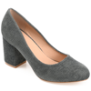 Journee Collection Fai Womens Courdoroy Slip On Block Heels In Green