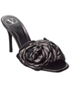 Valentino Floral Appliqué Leather Sandals In Black