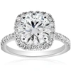 Pompeii3 2 1/2ct Diamond Cushion Halo Engagement Ring 14k White Gold In Silver