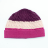 Portolano Cashmere Striped  Hat With Cables In Multi