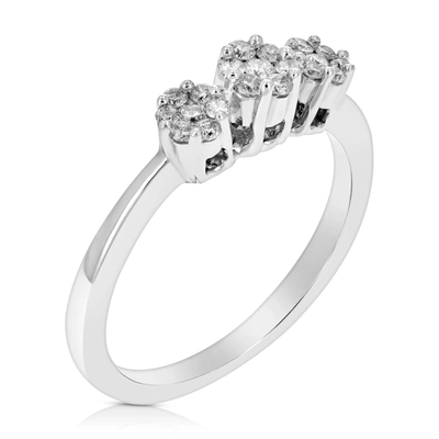 Vir Jewels 1/4 Cttw 3 Stone Diamond Engagement Ring 14k White Gold Cluster Composite In Silver