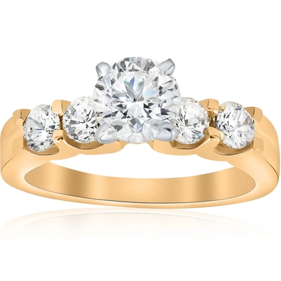 Pompeii3 1 3/4ct Diamond 14k Yellow Gold Engagement Ring U Prong Round Cut In White